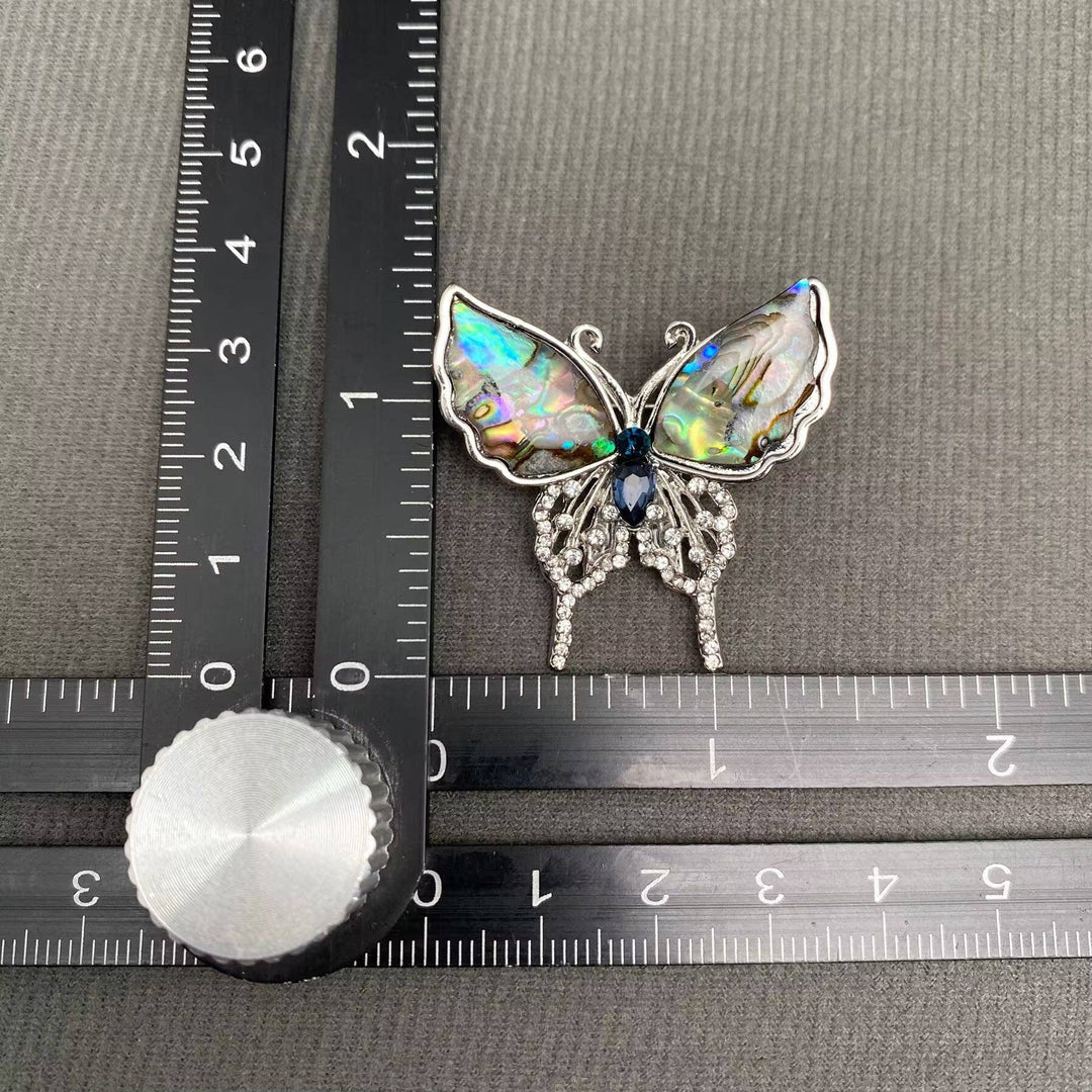 Rhinestones &amp; Abalone Shells Inlaid Butterfly Brooch