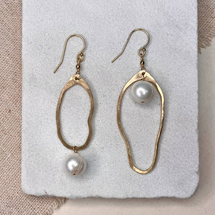 Asymmetrical Pearl Drop Earrings