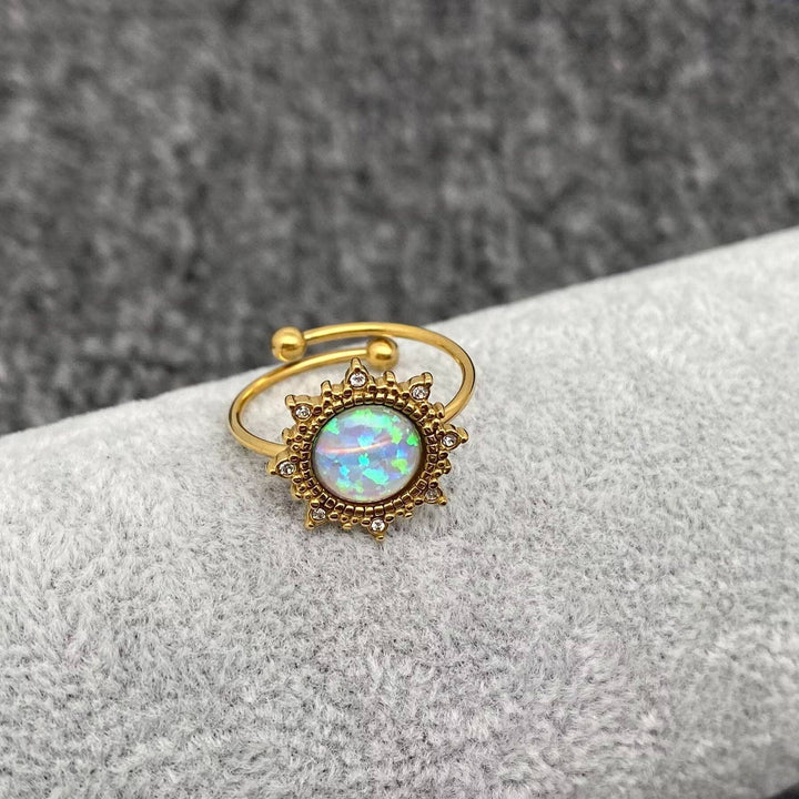 Lucky Opal Ring 18K gold plated stainless steel boho coastal talisman jewelry