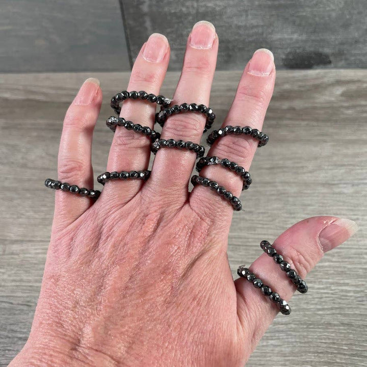 Hematite Stretch Ring with grounding energy for the coastal boho soul
