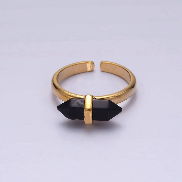 Gemstone Wand Ring in 14K gold filled with healing crystal natural stone boho style