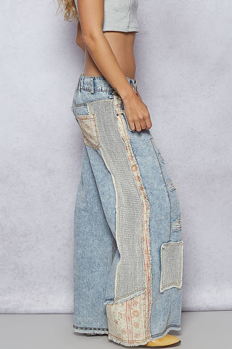Stud Detail Woven Denim Pants | 2 Varieties