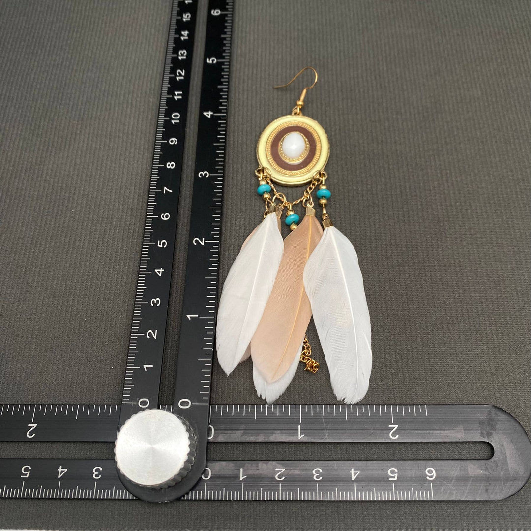 Multi-style White Feather Fringe Dangle Earrings