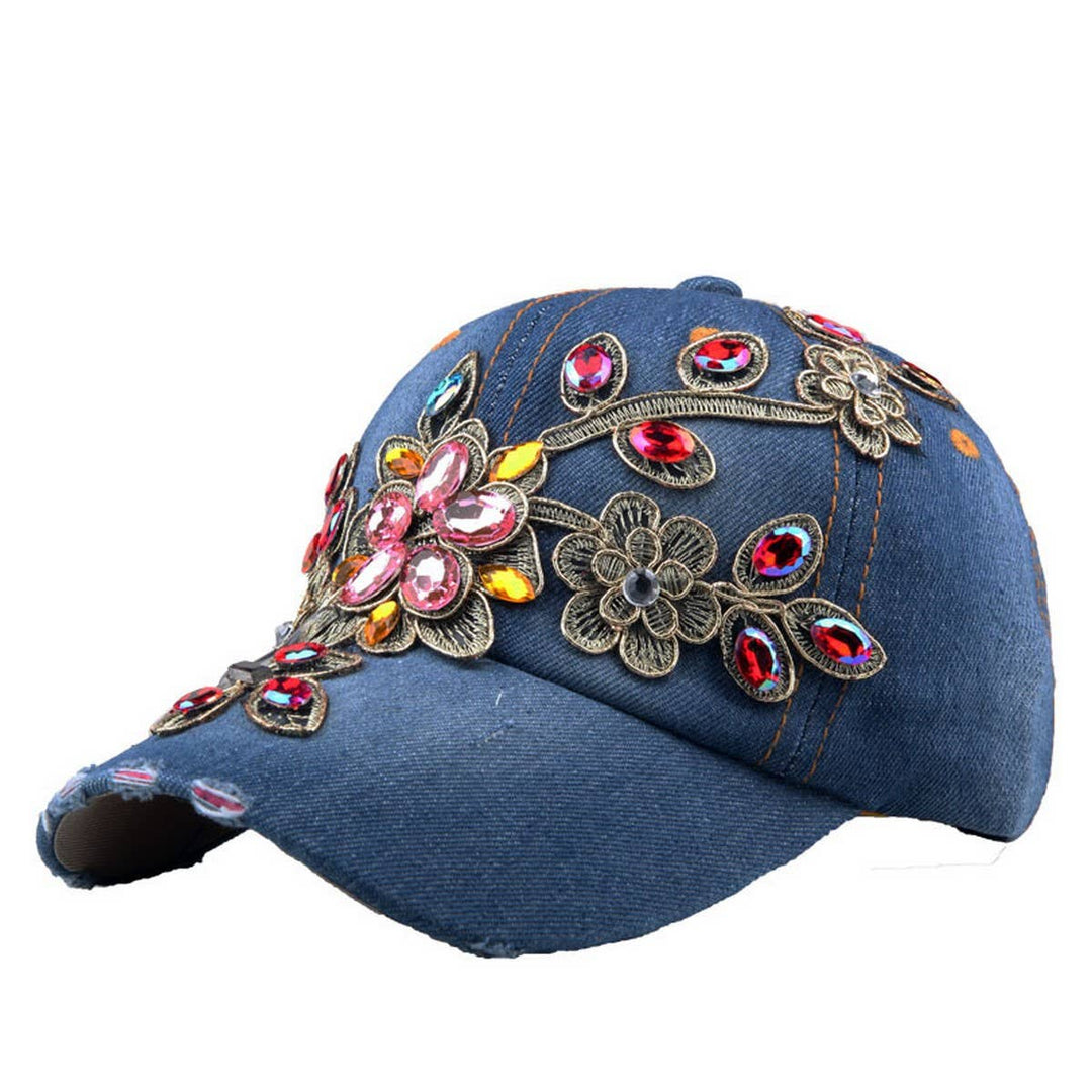 Denim Rhinestone Baseball Cap