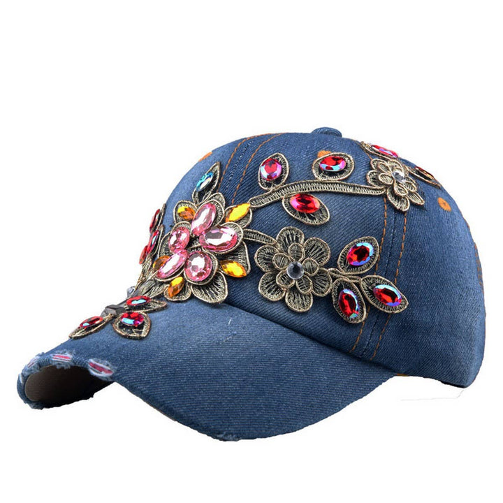 Denim Rhinestone Baseball Cap