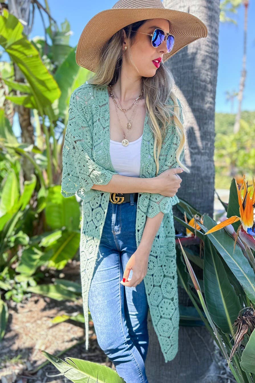 Hexagon Crochet Maxi Kimono | 100% cotton