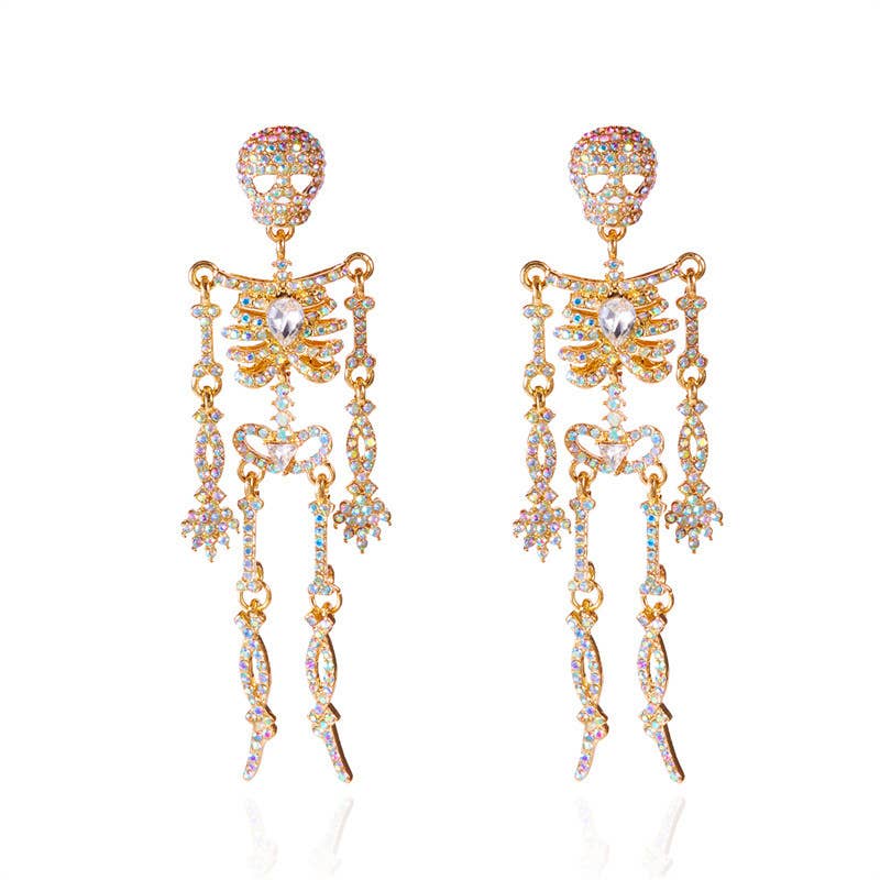 Sparkly Halloween Skeleton Earrings