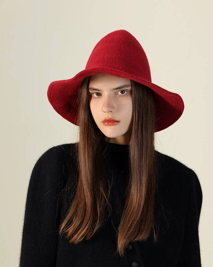 Foldable Knit Witch Hat in a whimsical boho style perfect for Halloween