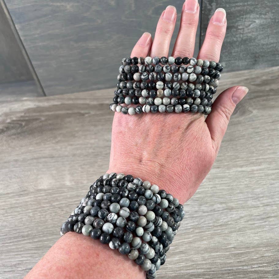 Healing Crystal Bracelets 6mm round natural gemstone stretch bracelet boho coastal jewelry