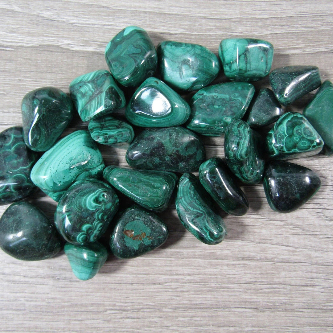 Malachite Tumbled Stones one pound bulk crystals for heart chakra healing
