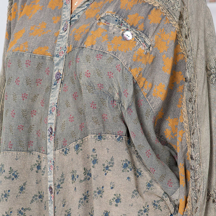 Long Sleeve Patchwork, Zodiac &amp; Constellation Design Top