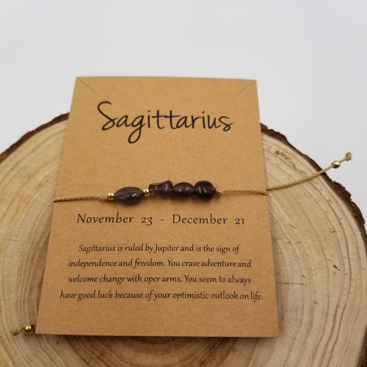 Natural Stone Handwoven Constellation Bracelet with Taurus Card for mindful souls
