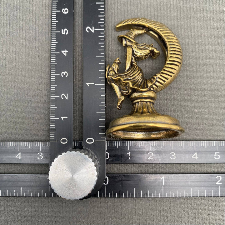 The Witch and Cat On The Moon Brass Desktop Ornament
