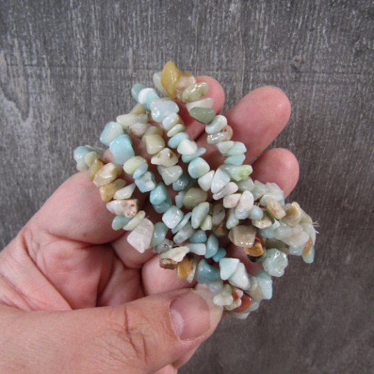 Healing Crystal Chip Bracelets with amethyst and rose quartz for coastal boho style