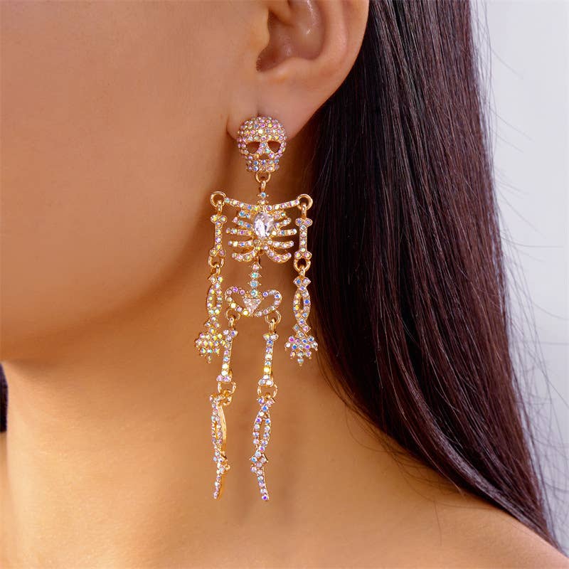 Sparkly Halloween Skeleton Earrings