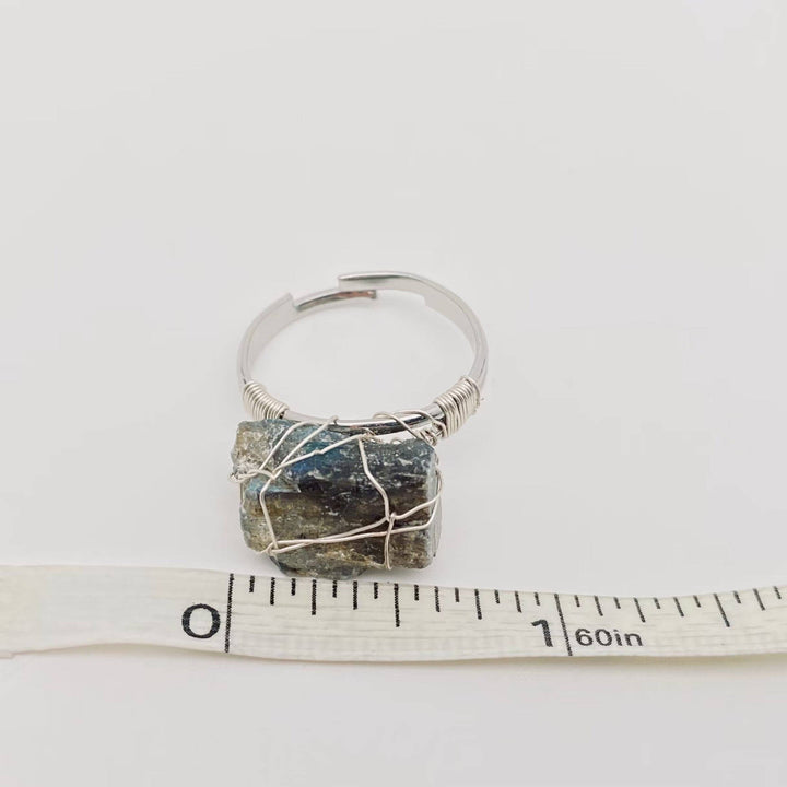 Natural Rough Healing Crystal Copper Wire Ring