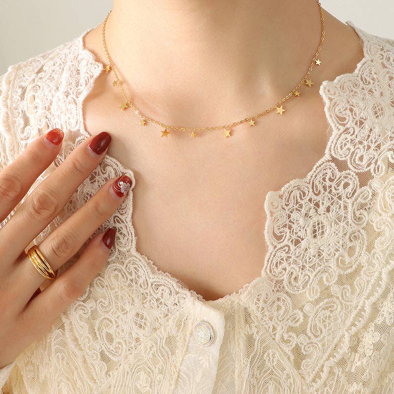 Evil Eye Star Leaf Charm Necklace