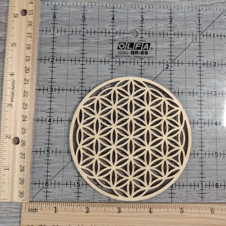 Wood Crystal Grid Plate - Sacred Display for Crystals