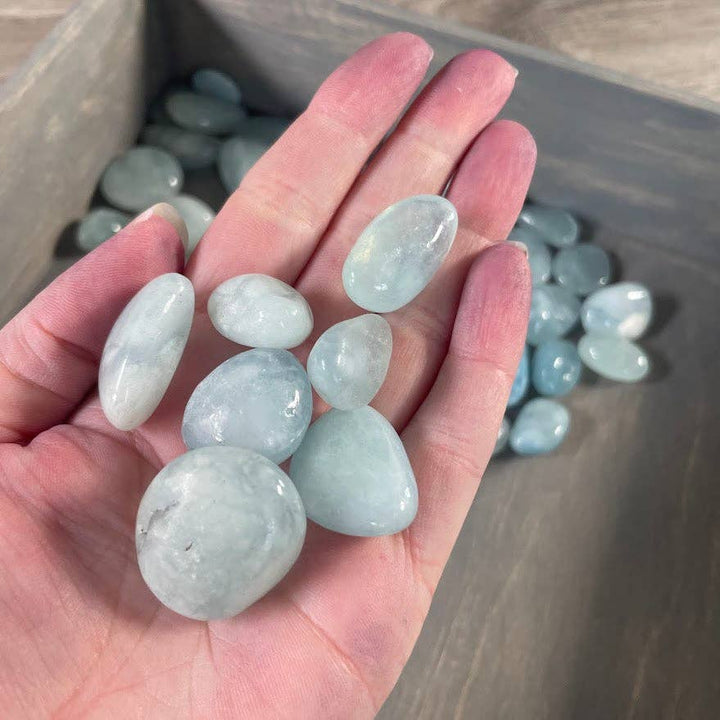 Aquamarine Tumbled Stones in Bulk - Sold by the Pound