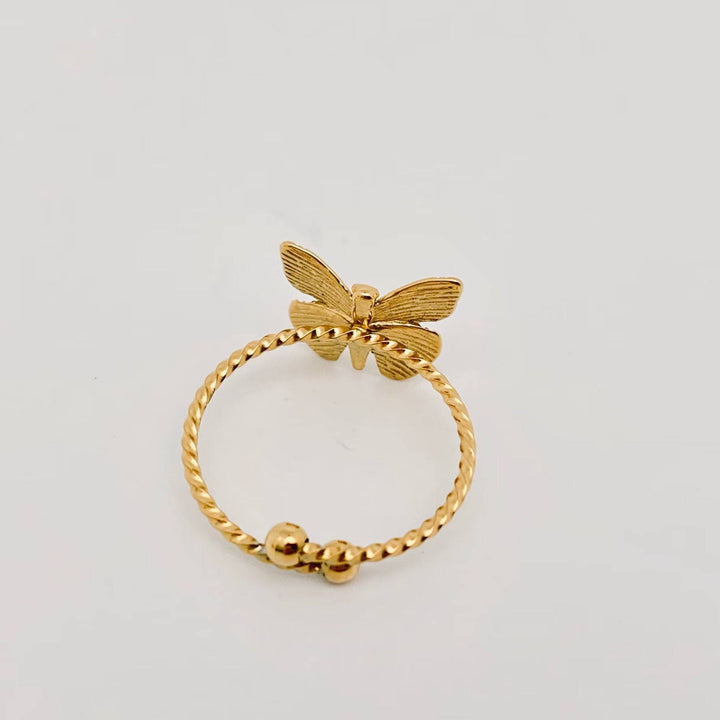 18K Gold Plated Stainless Steel Butterfly Ring
