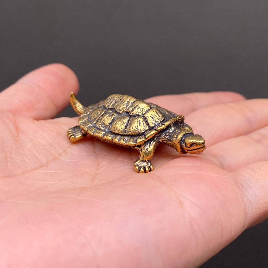 Brass Turtle Decoration Desktop Ornament symbolizing longevity and grounding coastal boho energy