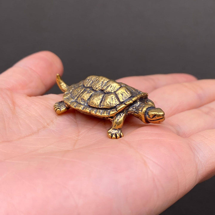 Brass Turtle Decoration Desktop Ornament symbolizing longevity and grounding coastal boho energy
