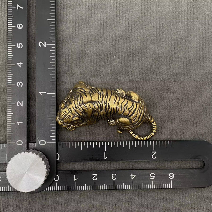 Handcrafted Tiger Brass Desktop Ornament for grounded spiritual and boho altar decor