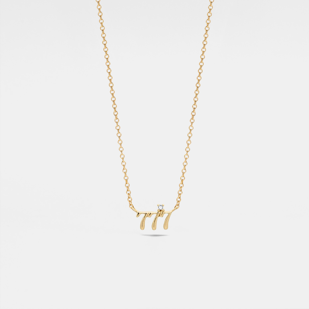 Dainty Angel Number Charm Necklace in gold plated sterling silver for mindful souls