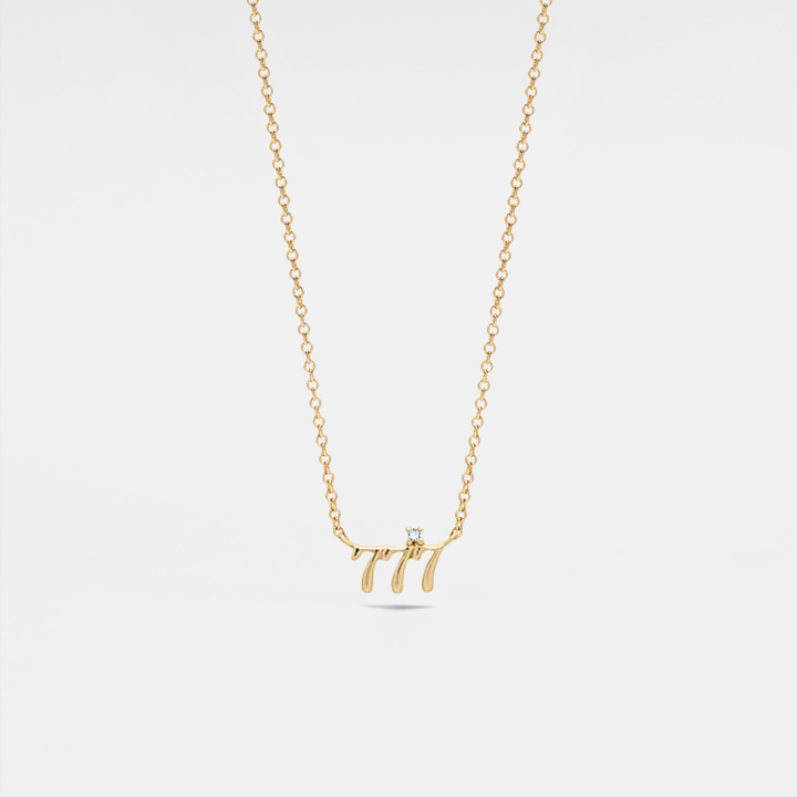 Dainty Angel Number Charm Necklace in gold plated sterling silver for mindful souls