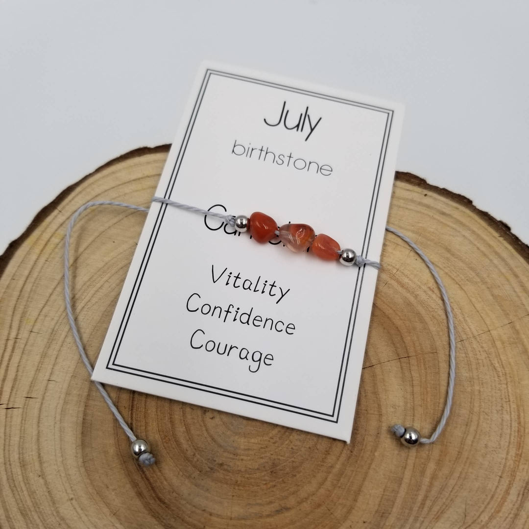 Handmade May birthday stone bracelet featuring green aventurine natural stones with gift card