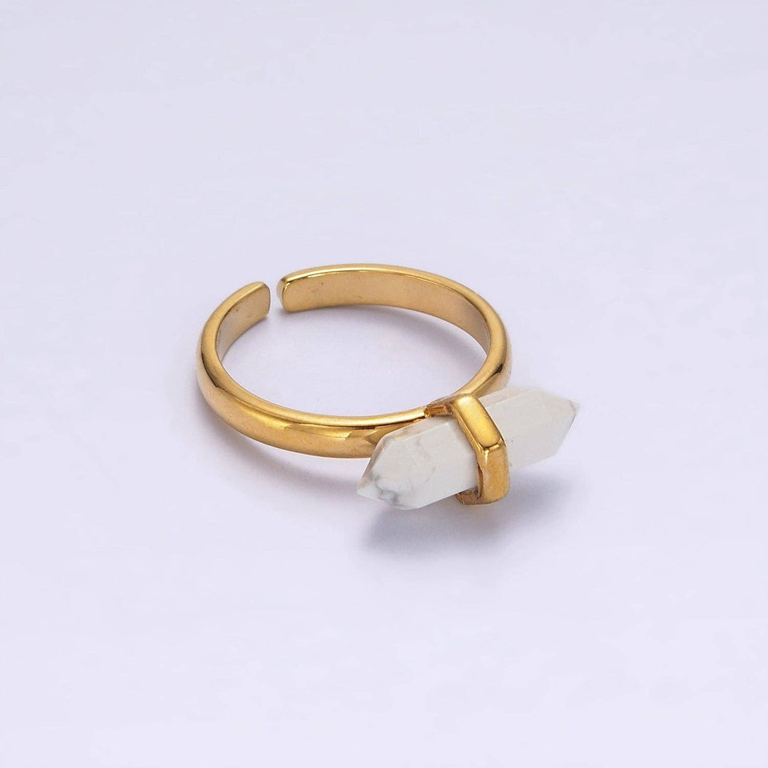 Adjustable Gemstone Wand Ring Gold Filled boho healing crystal stackable jewelry