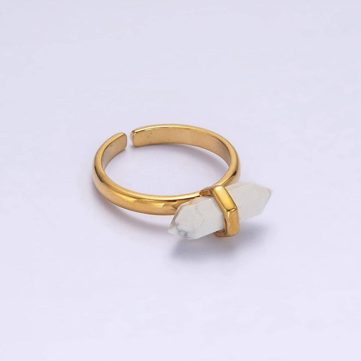 Adjustable Gemstone Wand Ring Gold Filled boho healing crystal stackable jewelry