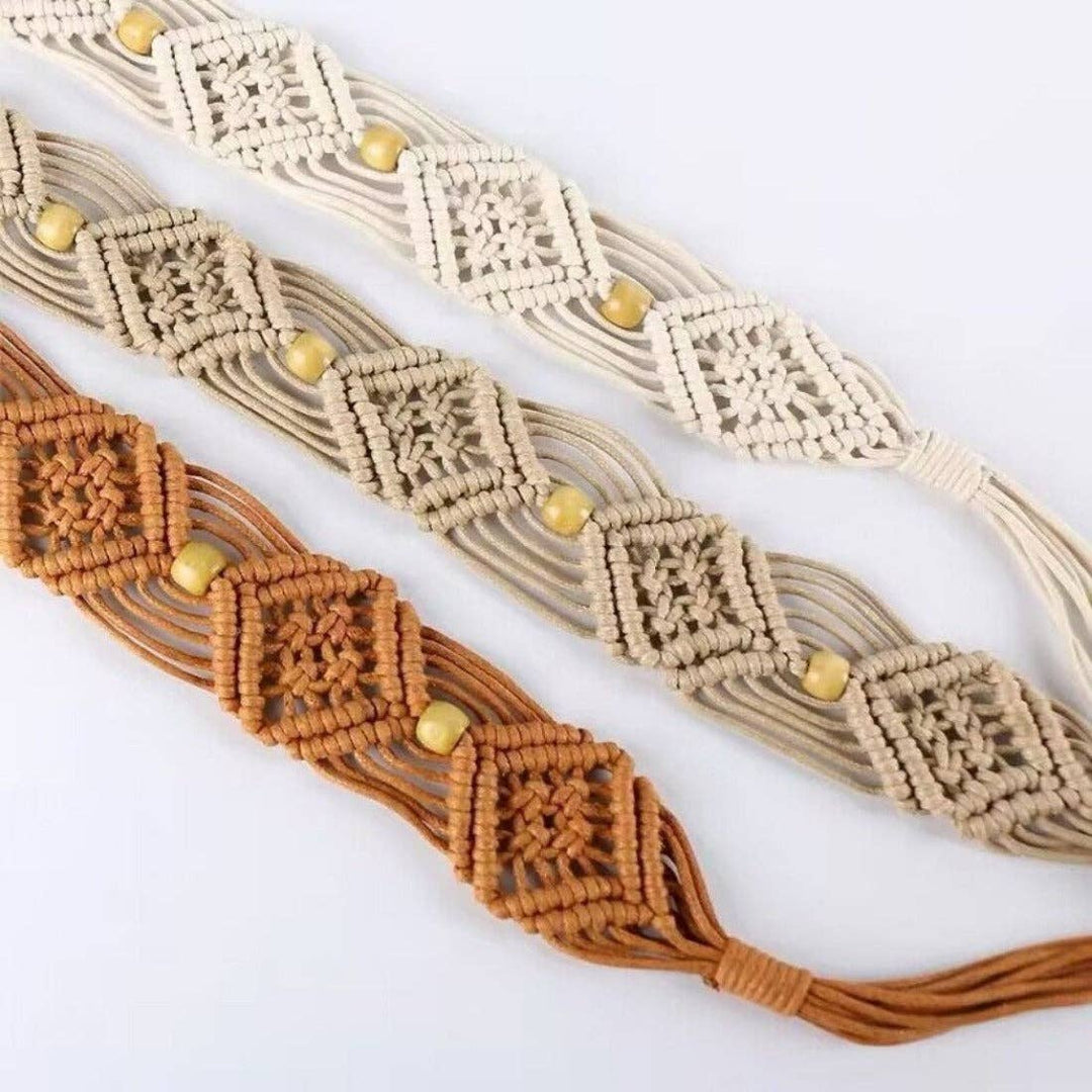 Hollow Knitted Tassel Belt with boho coastal style for free-spirited beach looks