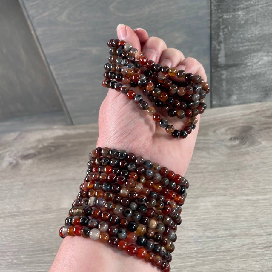 Healing crystal bracelets 6mm round natural gemstone stretch stackable boho coastal jewelry