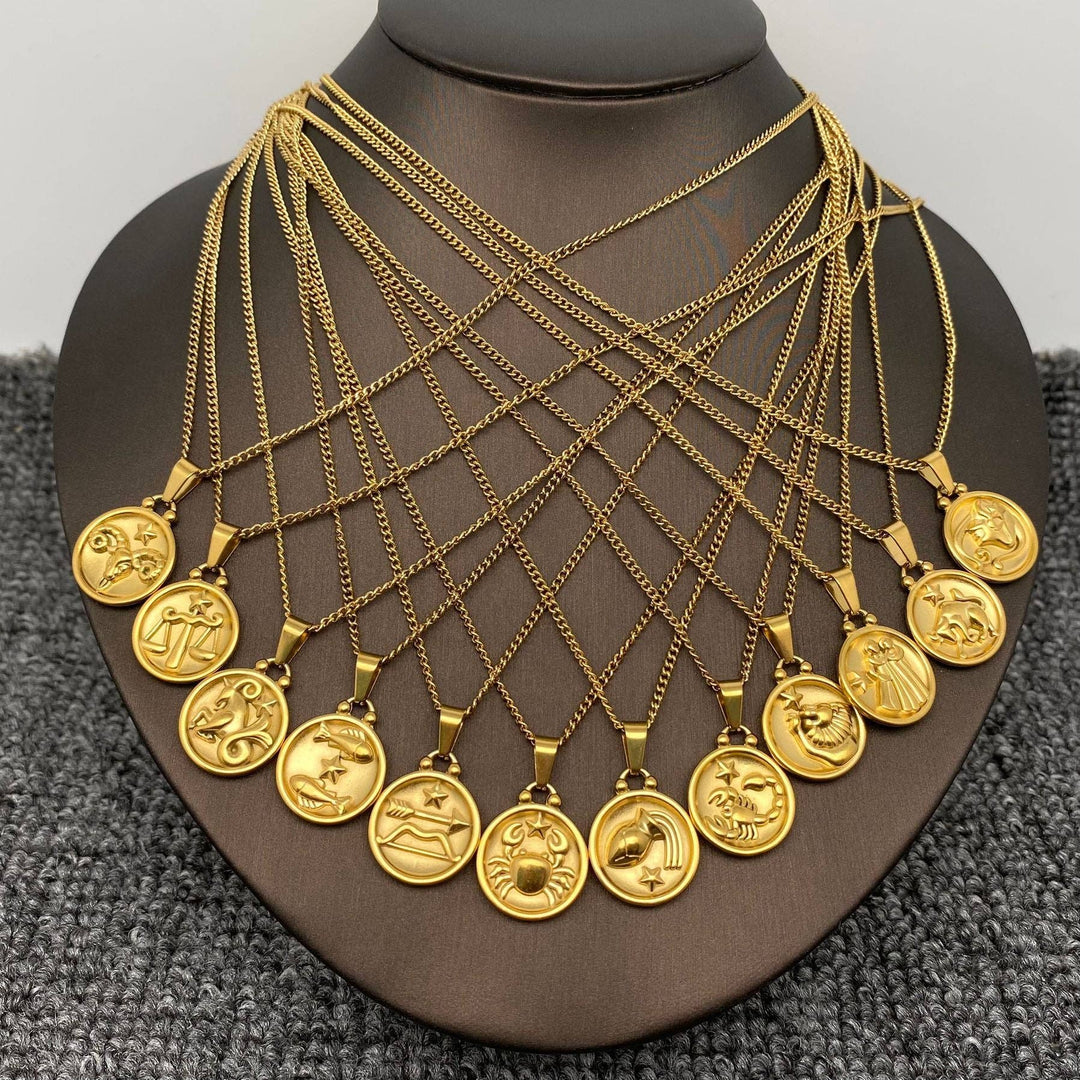 Coin Zodiac 18K Gold Plated SS Necklace