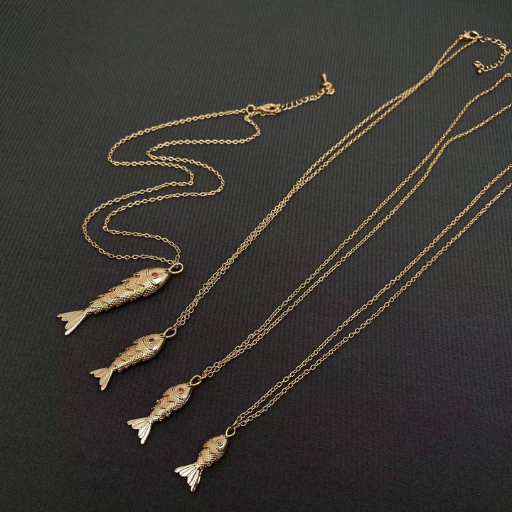 Swinging Tail Fish Charm Gold-plated Necklace