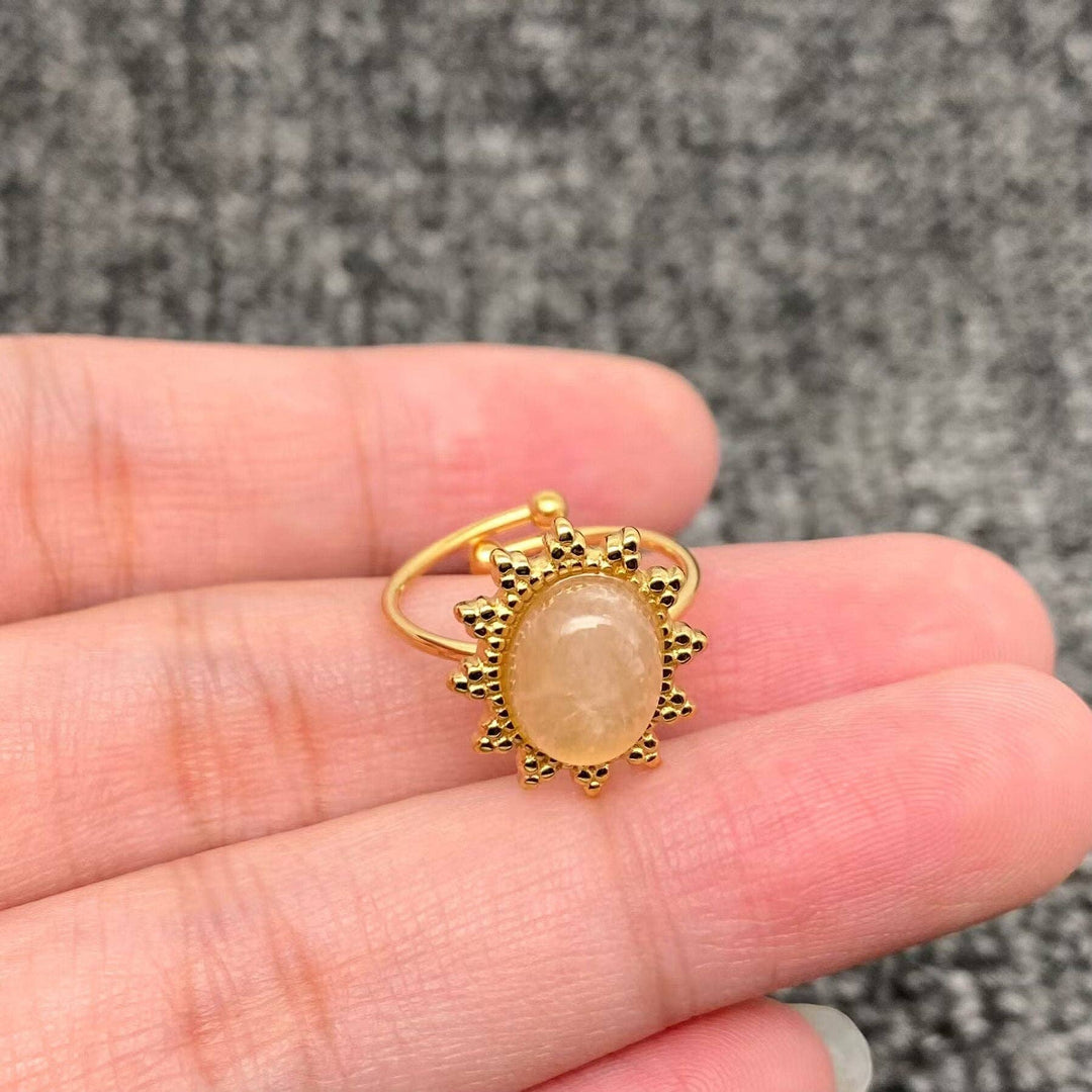 Healing Crystal 18K Gold Plated S.Steel Adjustable Ring