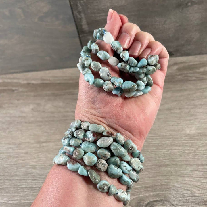 Healing crystal bracelets with nugget gemstones for boho spiritual layering jewelry