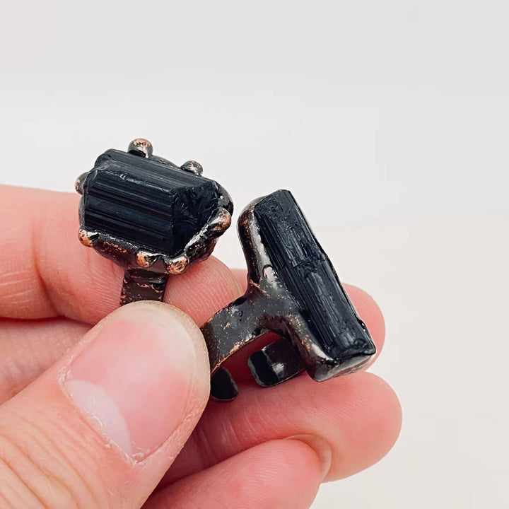 Black Tourmaline Adjustable Ring