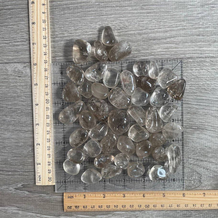 Smoky quartz tumbled stones one pound bulk wholesale for grounding and crystal grids