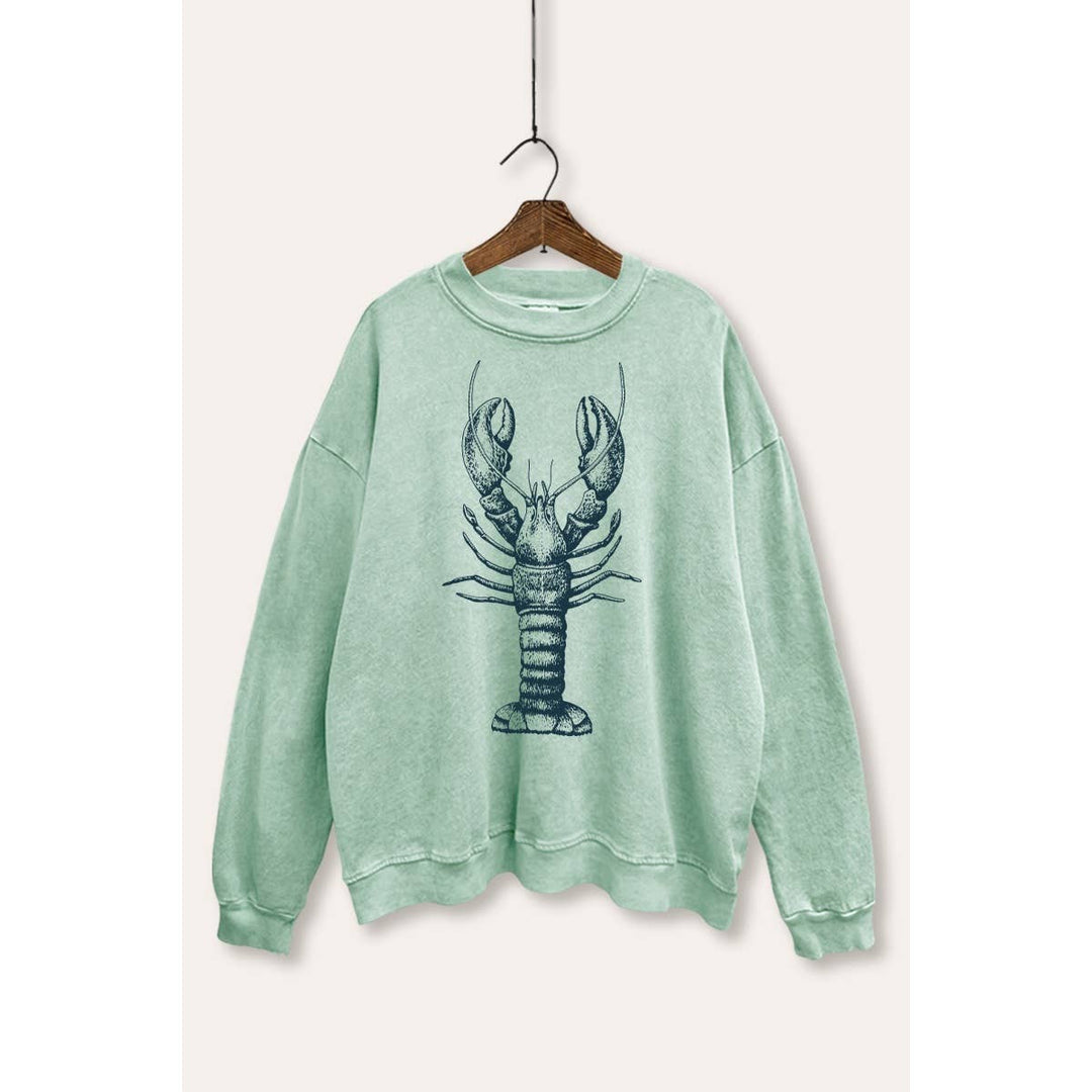 Fresh Lobster Coastal Graphic Mineral Wash Sweatshirt