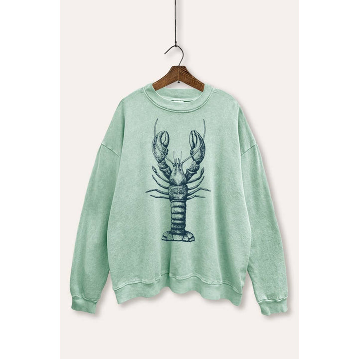 Fresh Lobster Coastal Graphic Mineral Wash Sweatshirt