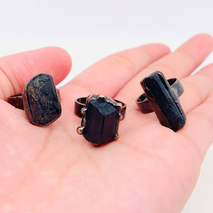 Black Tourmaline Adjustable Ring
