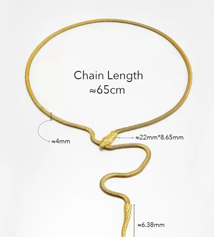 Serpentine Snake Lariat - 18k Gold Necklace