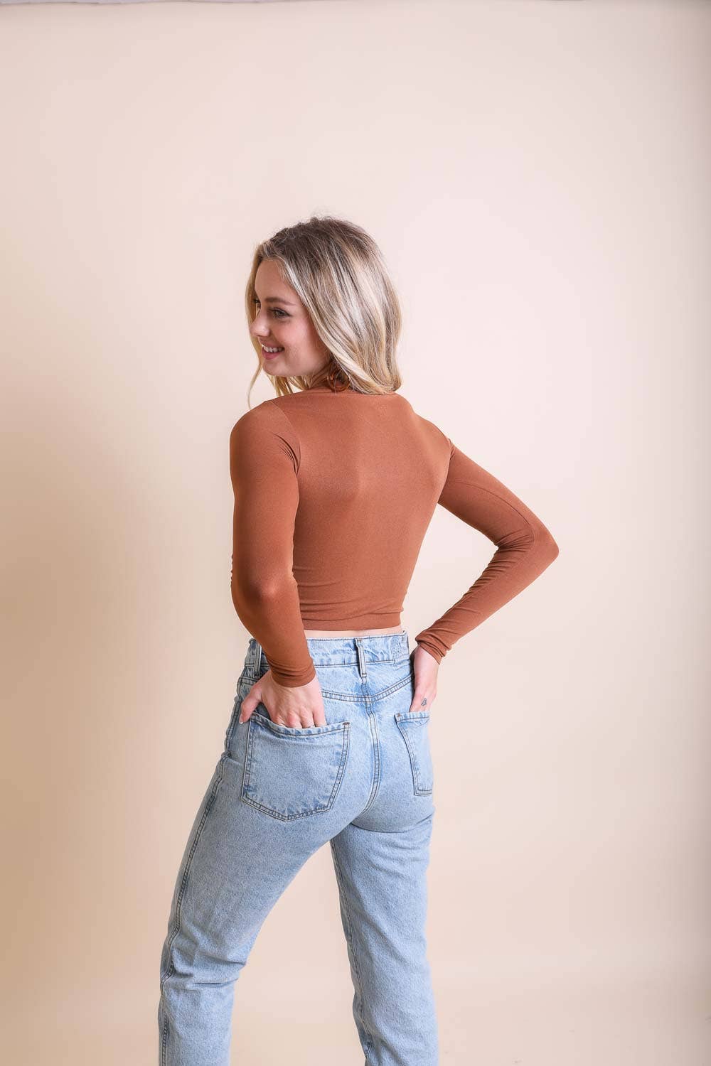 Fitted Long Sleeve Crop Top
