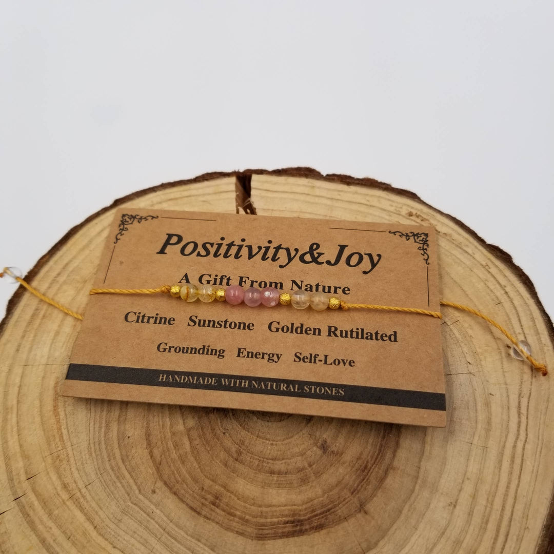 Positivity Joy Protection and Self Confidence Bracelet with crystal energy card