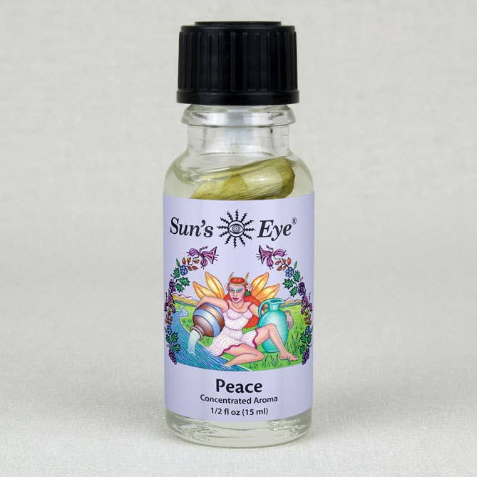 Peace Essential Oil small amber bottle with calming violet cardamom aromatherapy blend