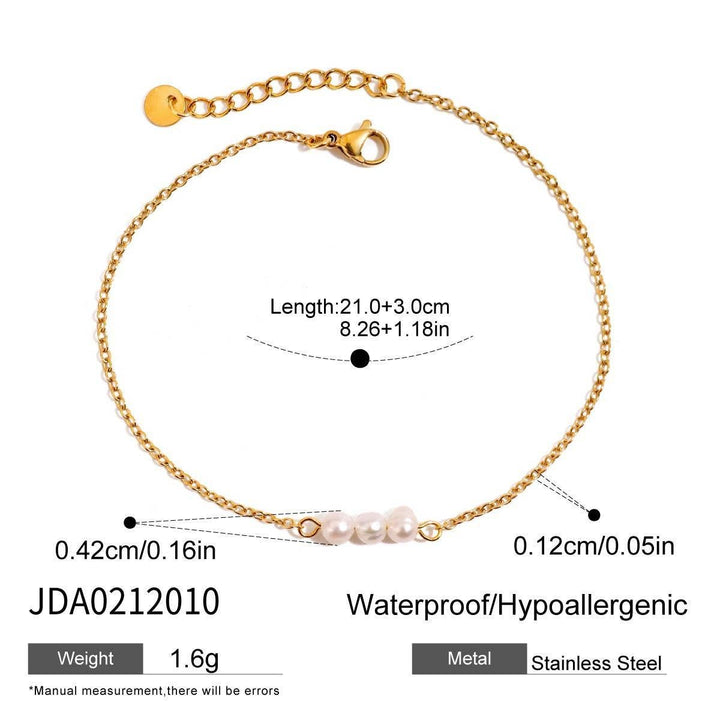 18K Gold Freshwater Pearl Anklet