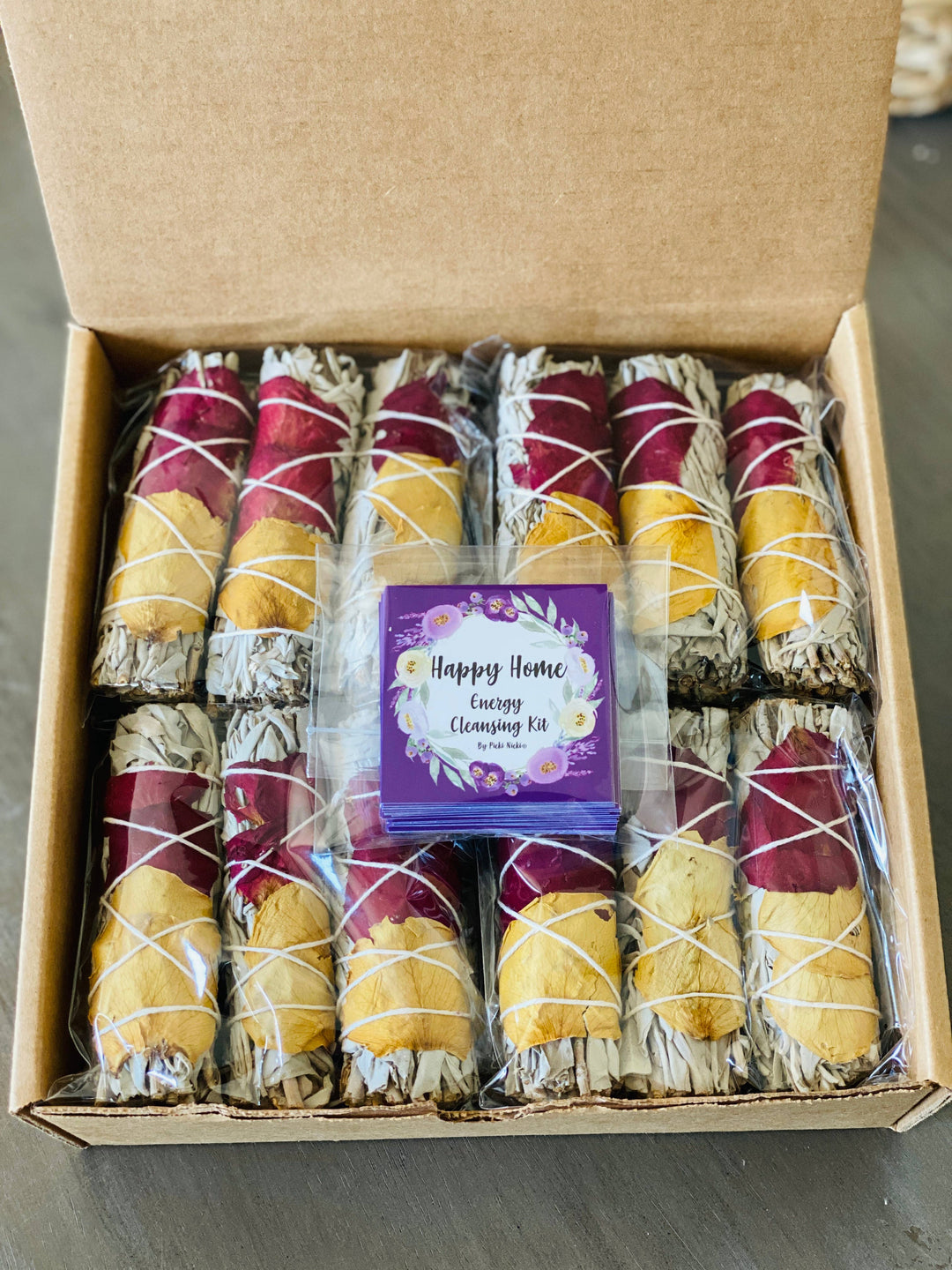 White Sage w/ Dried Rose Petals Smudge Stick