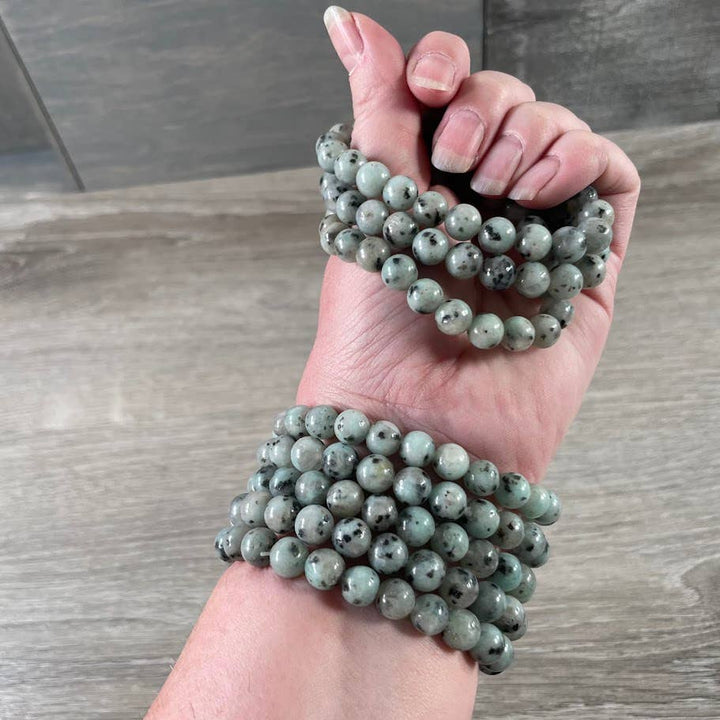 Healing crystal bracelets 8mm round stretch beads for coastal boho spiritual style